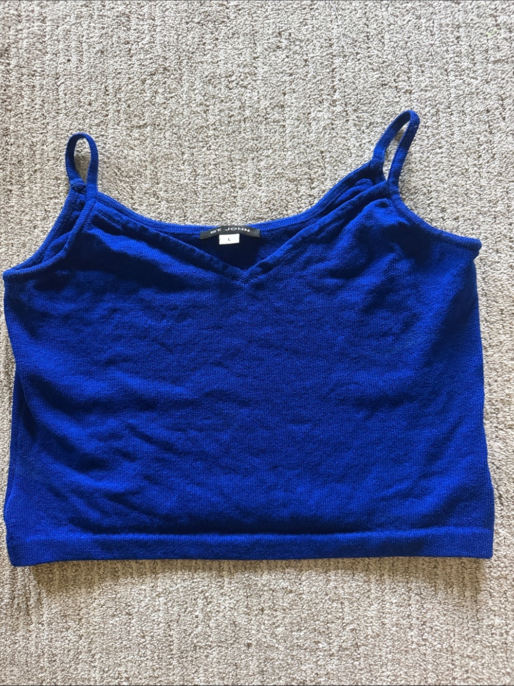 St. John Electric Blue Knit V-Neck Tank